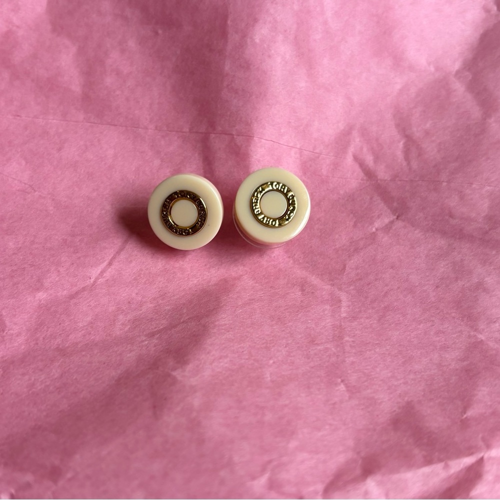 Tory Burch Cream and Gold Circular Earrings